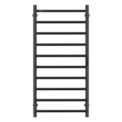 10 Bars Towel Warmer Rack, Wall Mounted Heated Towel Rack for Bathroom, IPX5 Waterpoof Towel Heater Rack with Timer & LED Display Screen, 5 Levels Adjustable Temperature Towel Heater, Black