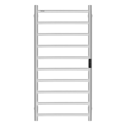 10 Bars Towel Warmer Rack, Wall Mounted Heated Towel Rack for Bathroom, IPX5 Waterpoof Towel Heater Rack with Timer & LED Display Screen, 5 Levels Adjustable Temperature Towel Heater, Silver