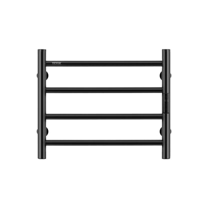 4 Bars Towel Warmer Rack, Wall Mounted Heated Towel Rack for Bathroom, IPX5 Waterpoof Towel Heater Rack with Timer & LED Display Screen, 5 Levels Adjustable Temperature Towel Heater, Black