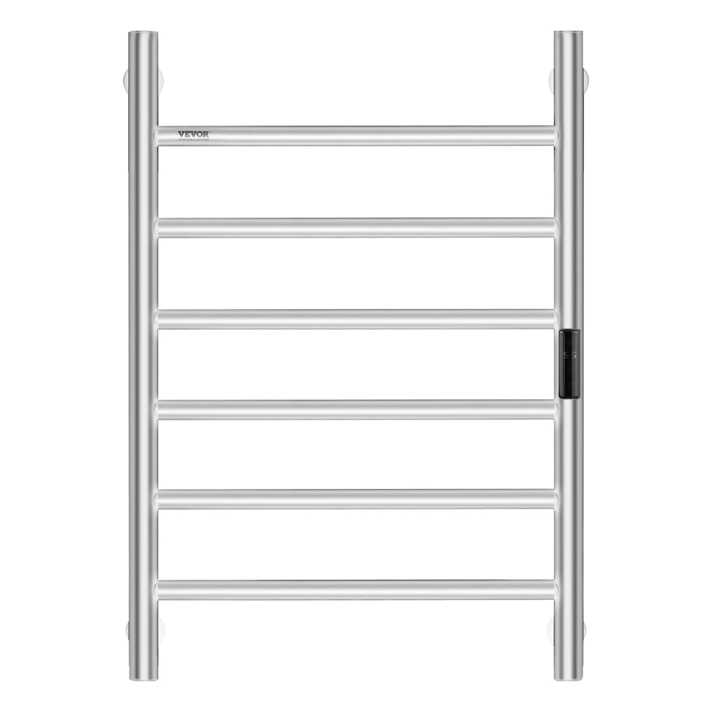 6 Bars Towel Warmer Rack, Wall Mounted Heated Towel Rack for Bathroom, IPX5 Waterpoof Towel Heater Rack with Timer & LED Display Screen, 5 Levels Adjustable Temperature Towel Heater, Silver