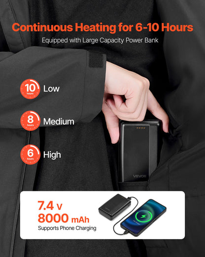 Heated Jacket for Women with 7.4V Battery, Soft Shell Electric Heating Coat, Windproof Waterproof Lightweight Outerwear with 5 Heating Zones & 3 Heat Settings, Machine Washable