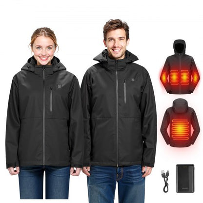 Heated Jacket for Women with 7.4V Battery, Soft Shell Electric Heating Coat, Windproof Waterproof Lightweight Outerwear with 5 Heating Zones & 3 Heat Settings, Machine Washable