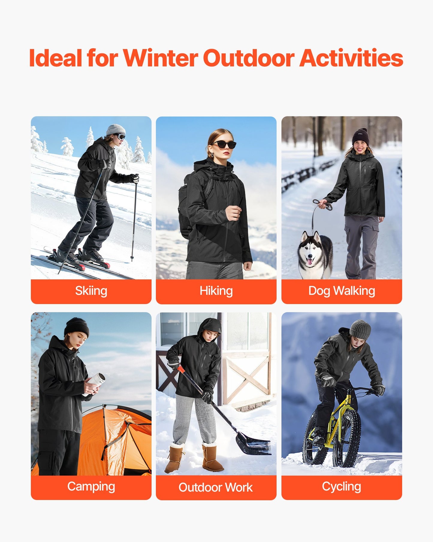 Beheizbare Herrenjacke mit 7,4-V-Akku, elektrischer Softshell-Heizmantel, wind- und wasserdichte, leichte Oberbekleidung mit 5 Heizzonen und 3 Heizstufen, maschinenwaschbar