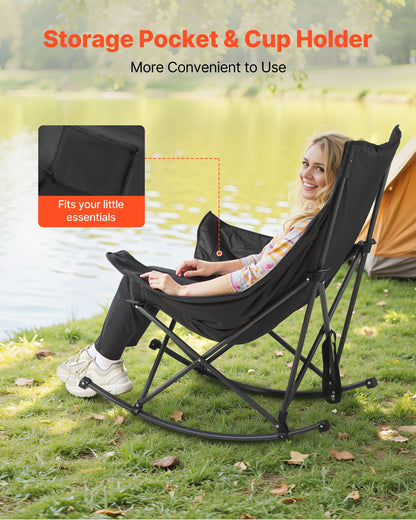 Beheizbarer Campingstuhl, 3 Heizstufen, großer, gepolsterter Klappstuhl, robuster Gartenstuhl mit Tasche und Getränkehalter, Tragkraft bis 102 kg, tragbarer Heizstuhl für Sport und Winter