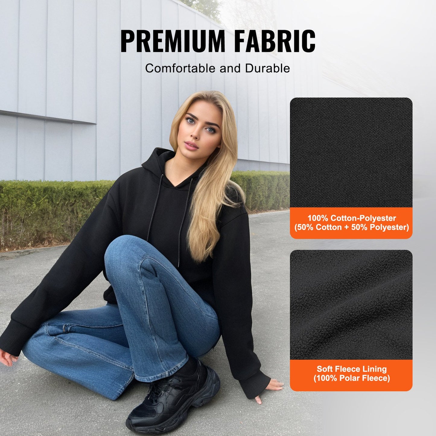 Heated Hoodie, Unisex Heated Sweatshirt with Battery Pack 7.4V, Electric Jacket with 5 Heating Zones for Men & Women, Lightweight Warm Heated Outdoor Pullover for Fishing Camping, XXL Size Black