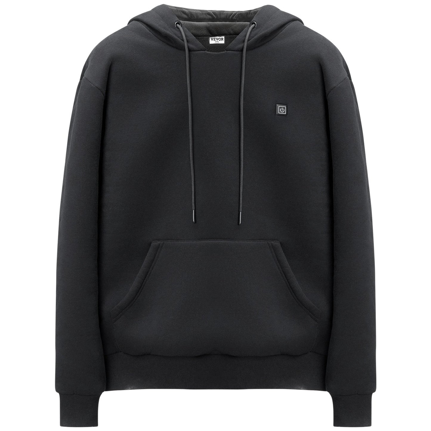 Heated Hoodie, Unisex Heated Sweatshirt with Battery Pack 7.4V, Electric Jacket with 5 Heating Zones for Men & Women, Lightweight Warm Heated Outdoor Pullover for Fishing Camping, XXL Size Black