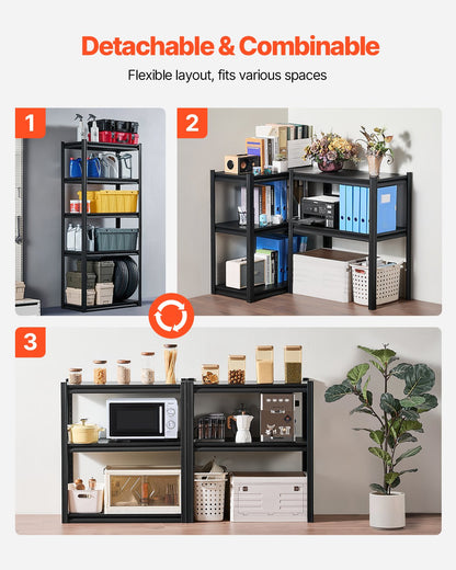 Storage Shelves, 2000 lbs, 5 Tier Garage Storage Shelving, 16" D x 32" W x 72" H Adjustable Metal Shelves for Garage Shelves Utility Rack Shelf, Ideal for Kitchen, Warehouse, Basement, Black