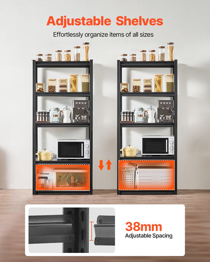 Storage Shelves, 2000 lbs, 5 Tier Garage Storage Shelving, 18" D x 32" W x 72" H Adjustable Metal Shelves for Garage Shelves Utility Rack Shelf, Ideal for Kitchen, Warehouse, Basement, Black