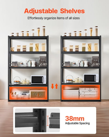 Storage Shelves, 3000 lbs, 5 Tier Garage Storage Shelving, 18" D x 48" W x 78" H Adjustable Metal Shelves for Garage Shelves Utility Rack Shelf, Ideal for Kitchen, Warehouse, Basement, Black