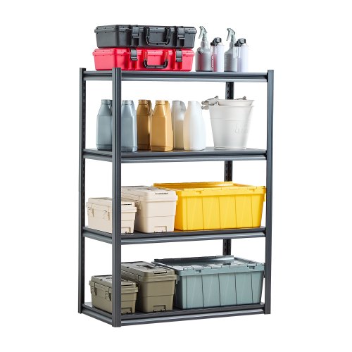 Storage Shelves, 2400 lbs, 4 Tier Garage Storage Shelving, 20" D x 40" W x 57" H Adjustable Metal Shelves for Garage Shelves Utility Rack Shelf, Ideal for Kitchen, Warehouse, Basement, Black