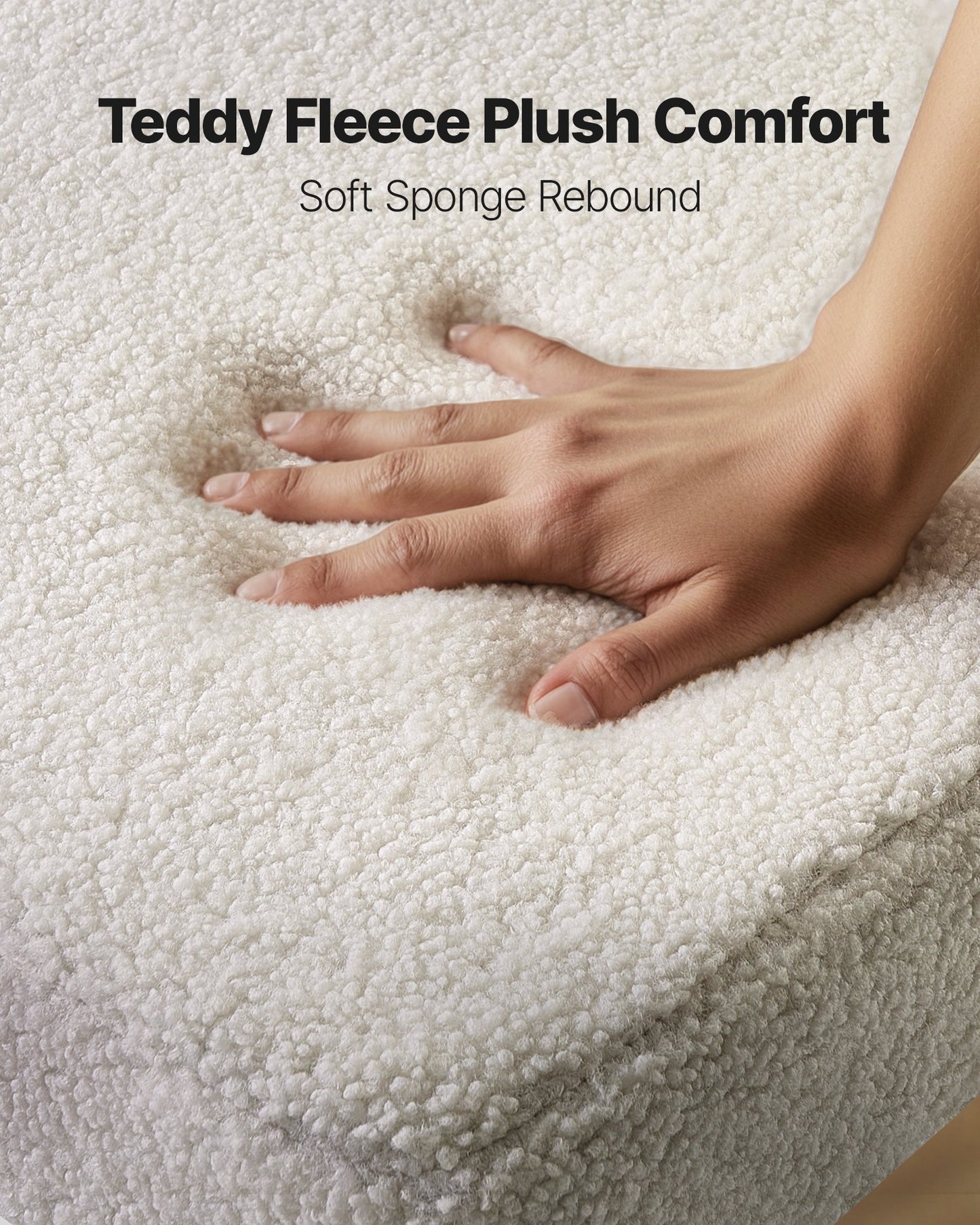 Boucle Esszimmerstühle, 4er-Set, Mid-Century Modern Sherpa Akzentstühle, gepolsterter Beistellstuhl für Esstisch, platzsparender weißer Küchentischstuhl mit geschwungener Rückenlehne und schwarzen Metallbeinen