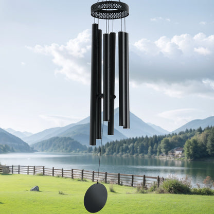 Wind Chimes for Outside, 1473 mm, Deep Tone Wind Chimes with 6 Tubes, Unique Large Memorial Wind Chimes for Anniversary, Amazing Outdoor Decor for Your Patio, Porch, Garden and Backyard, Black