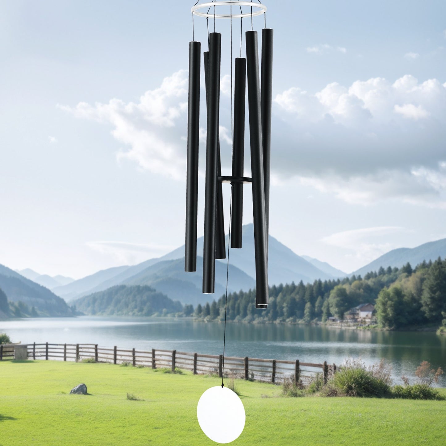 Wind Chimes for Outside, 1677 mm, Deep Tone Wind Chimes with 6 Tubes, Unique Large Memorial Wind Chimes for Anniversary, Amazing Outdoor Decor for Your Patio, Porch, Garden and Backyard, Black