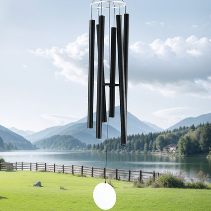Wind Chimes for Outside, 1677 mm, Deep Tone Wind Chimes with 6 Tubes, Unique Large Memorial Wind Chimes for Anniversary, Amazing Outdoor Decor for Your Patio, Porch, Garden and Backyard, Black