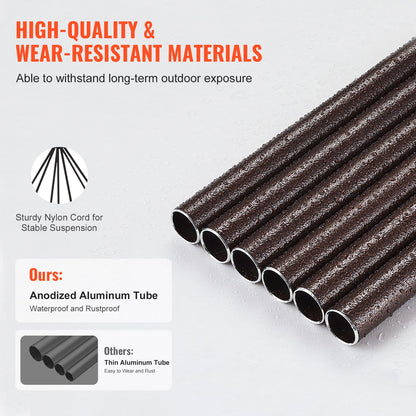 Windspiel für den Außenbereich, 1143 mm, tiefes Klangspiel mit 6 Röhren, einzigartiges großes Gedenk-Windspiel zum Jahrestag, wunderschöne Außendekoration für Terrasse, Veranda, Garten und Hinterhof, Bronze