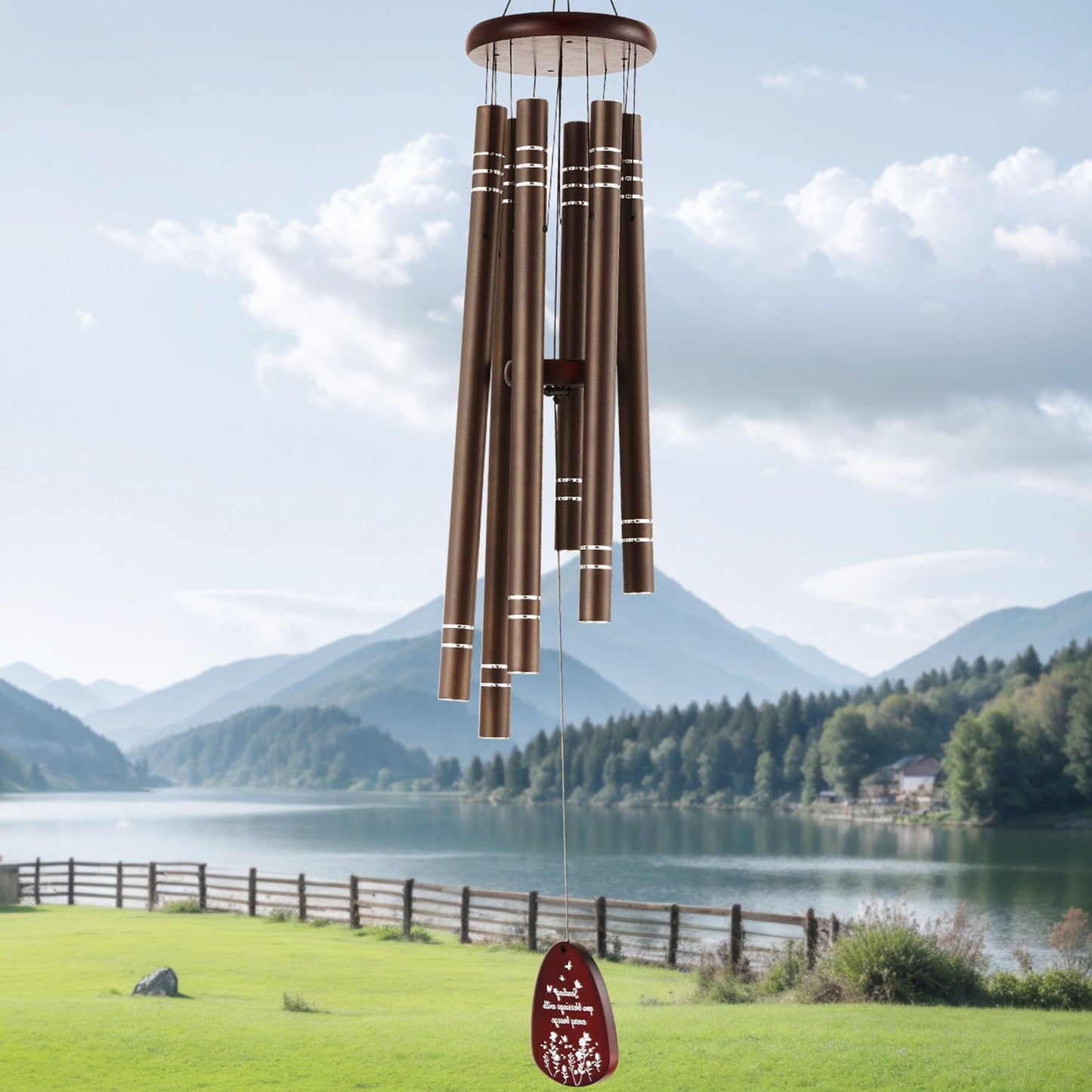 Wind Chimes for Outside, 1067 mm, Deep Tone Wind Chimes with 6 Tubes, Unique Large Memorial Wind Chimes for Anniversary, Grace Outdoor Decor for Your Patio, Porch, Garden & Backyard, Dark Brown