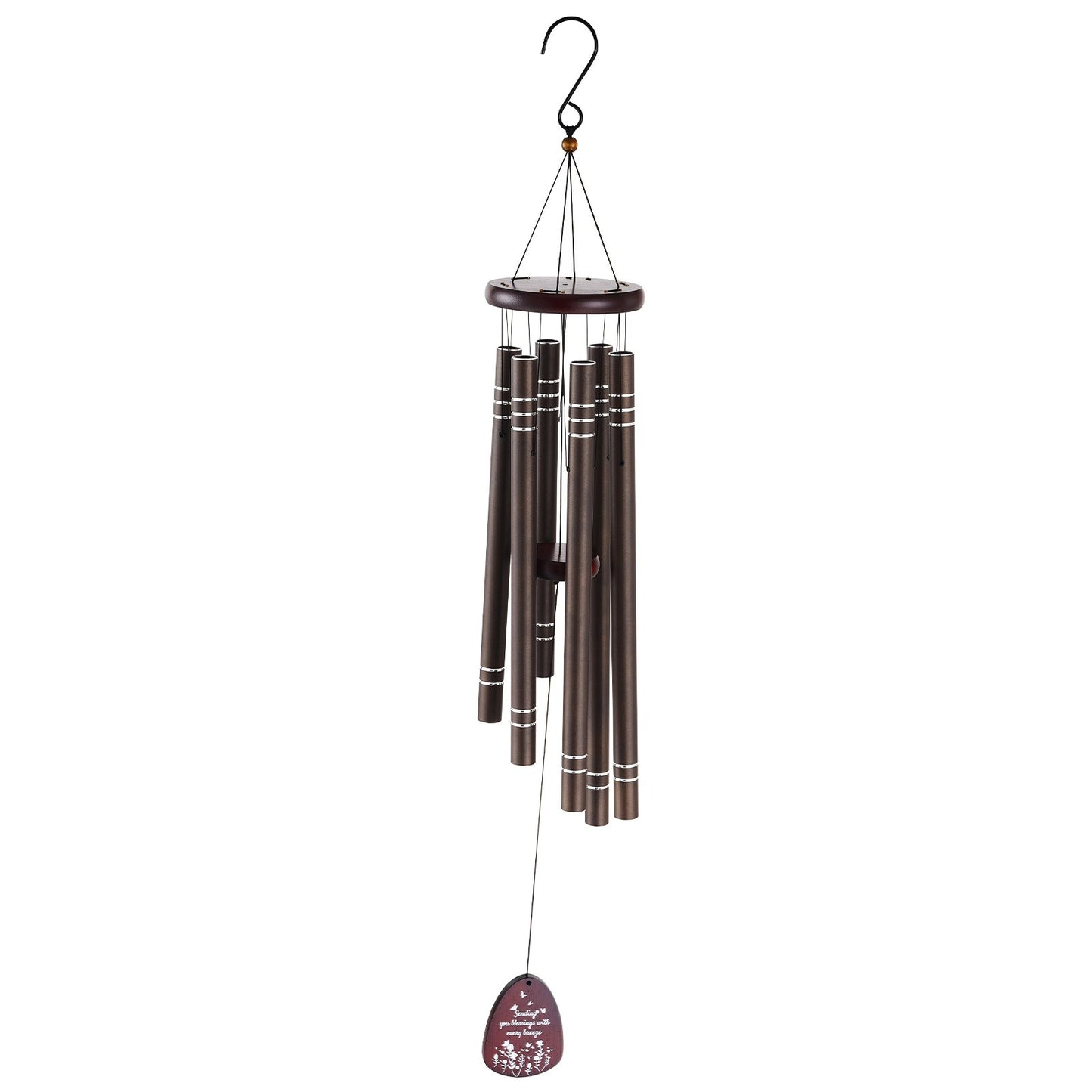 Wind Chimes for Outside, 1067 mm, Deep Tone Wind Chimes with 6 Tubes, Unique Large Memorial Wind Chimes for Anniversary, Grace Outdoor Decor for Your Patio, Porch, Garden & Backyard, Dark Brown