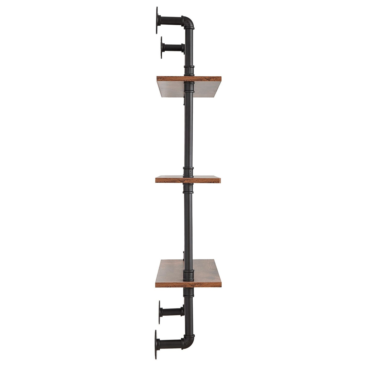 Industrial Pipe Shelf, 3 Tier 32x7.87in, Wall-Mount Floating Rustic Wood Shelves Bracket Display Bookshelf, Storage Rack Sundries Holder for Kitchen Bedroom Bathroom Living Room, Black