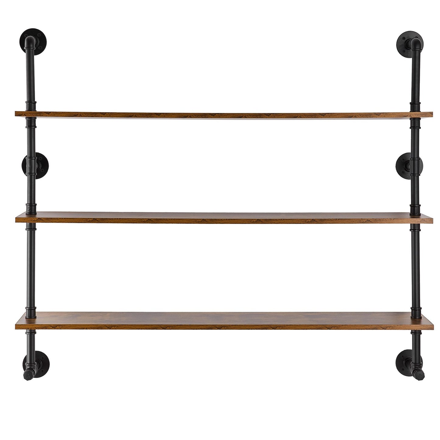 Industrielles Rohrregal, 3-stufig, 122 x 25 cm, Wandmontage, schwebendes rustikales Holzregal, Halterung für Bücher, Aufbewahrungsregal für Küchen, Schlafzimmer, Badezimmer und Wohnzimmer, Schwarz