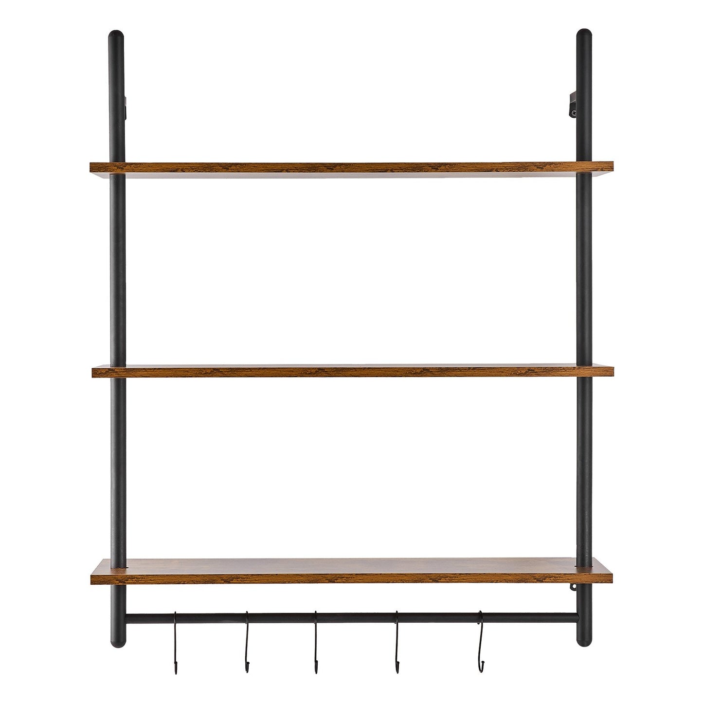 Industrial Pipe Shelf, 3 Tier 32x9.84in, Wall-Mount Floating Rustic Wood Shelves Bracket Display Bookshelf, Storage Rack Sundries Holder for Kitchen Bedroom Bathroom Living Room, Black