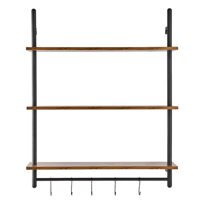 Industrial Pipe Shelf, 3 Tier 32x9.84in, Wall-Mount Floating Rustic Wood Shelves Bracket Display Bookshelf, Storage Rack Sundries Holder for Kitchen Bedroom Bathroom Living Room, Black