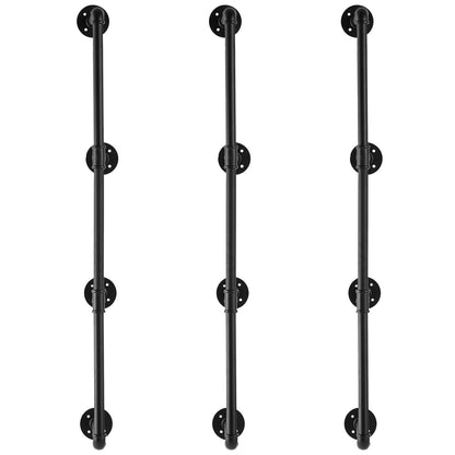 Industrielles Rohrregal, 4 Ebenen, 3-teilig, 11,8 Zoll geeignete Brettbreite, Wandmontage, schwebende rustikale Holzregale, Bücherregal, Aufbewahrungshalter für Küche, Schlafzimmer, Badezimmer, (Bretter NICHT enthalten)