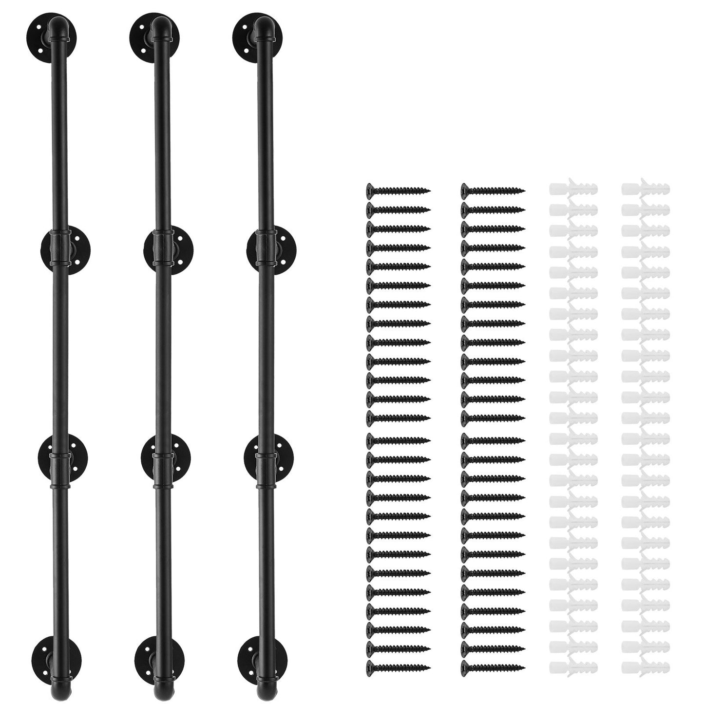Industrielles Rohrregal, 4 Ebenen, 3-teilig, 11,8 Zoll geeignete Brettbreite, Wandmontage, schwebende rustikale Holzregale, Bücherregal, Aufbewahrungshalter für Küche, Schlafzimmer, Badezimmer, (Bretter NICHT enthalten)