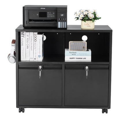 2 Drawers Metal File Cabinet, Lateral Filing Cabinet with Lock and Adjustable Hanging Rods, Wide Filing Storage Cabinets for Home and Office Fit Letter, A4, Legal Size File, Easy Assembly, Black