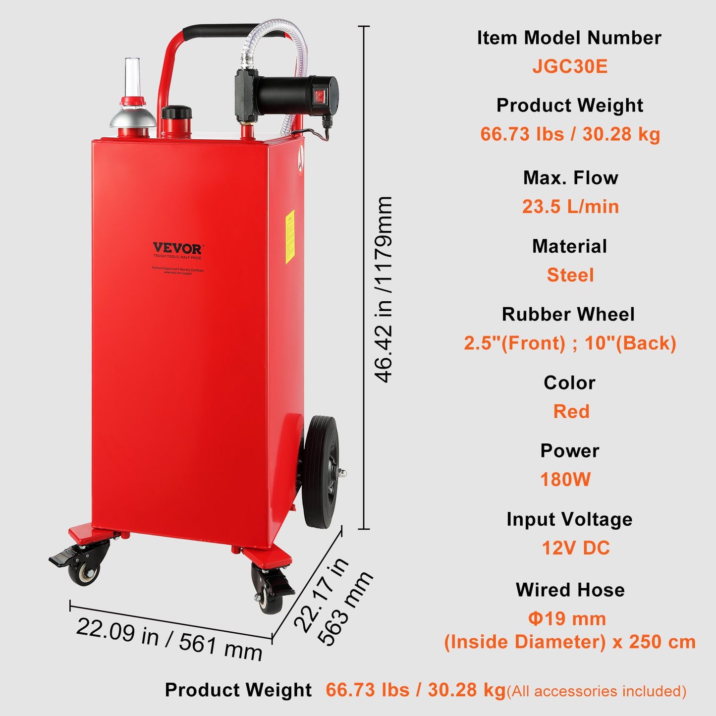 30 Gallon Diesel Caddy, 23.5 L/min, 180W Portable Storage Tank Container with Electric Pump Wheels, Diesel Transfer Storage Tank for Fueling