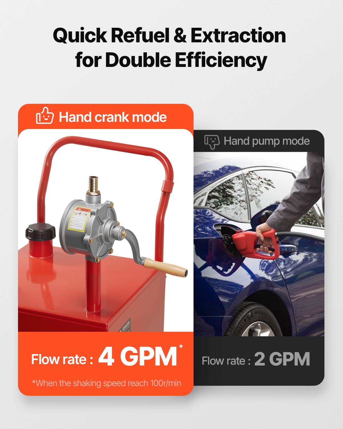 20 Gallon Fuel Caddy, Gasoline & Diesel Fuel Tank with Manual Transfer Pump, Portable Fuel Storage Tank with 2 Wheels & 10 ft Hose, Gas Caddy for Cars, Lawn Mowers, ATVs, Boats, More, Red