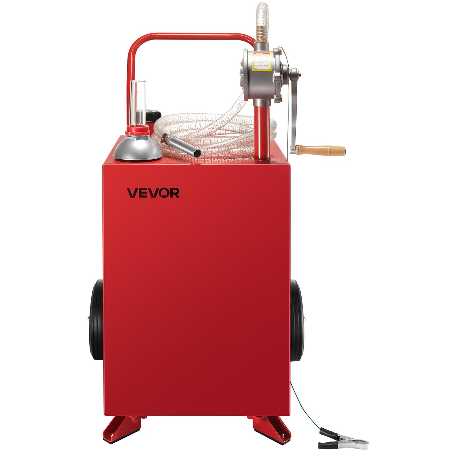 20 Gallon Fuel Caddy, Gasoline & Diesel Fuel Tank with Manual Transfer Pump, Portable Fuel Storage Tank with 2 Wheels & 10 ft Hose, Gas Caddy for Cars, Lawn Mowers, ATVs, Boats, More, Red