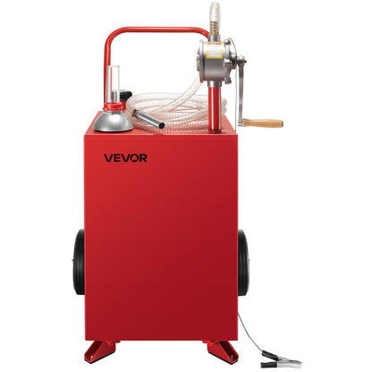 20 Gallon Fuel Caddy, Gasoline & Diesel Fuel Tank with Manual Transfer Pump, Portable Fuel Storage Tank with 2 Wheels & 10 ft Hose, Gas Caddy for Cars, Lawn Mowers, ATVs, Boats, More, Red