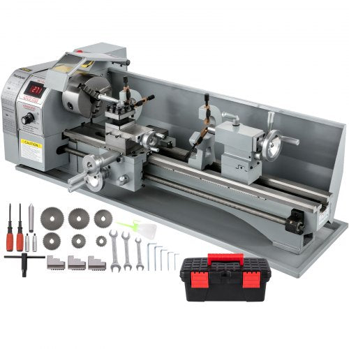 1100W Mini Metal Lathe 220MMx750MM Variable-Speed Metal Lathe RPM Metal Milling Machine Digital Milling Metal Lathe with 3-Jaw Chuck, MT5 Spindle Taper, MT2 Tailstock Taper