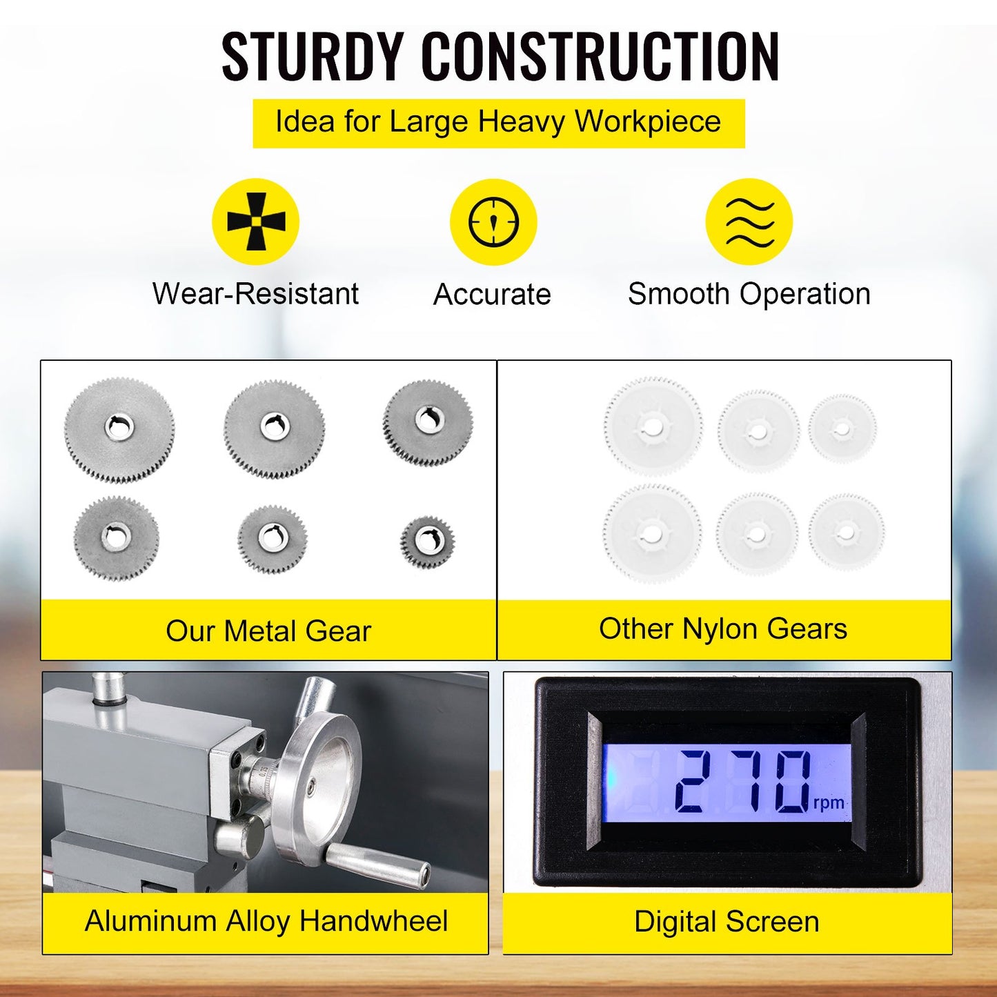 1100W Mini Metal Lathe 220MMx750MM Variable-Speed Metal Lathe RPM Metal Milling Machine Digital Milling Metal Lathe with 3-Jaw Chuck, MT5 Spindle Taper, MT2 Tailstock Taper