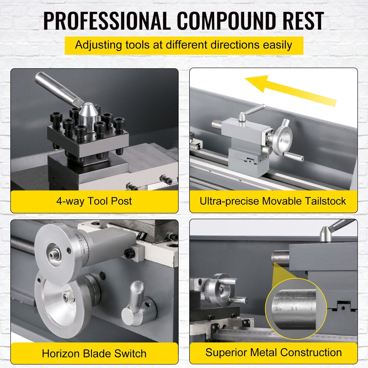 1100W Mini Metal Lathe 220MMx750MM Variable-Speed Metal Lathe RPM Metal Milling Machine Digital Milling Metal Lathe with 3-Jaw Chuck, MT5 Spindle Taper, MT2 Tailstock Taper