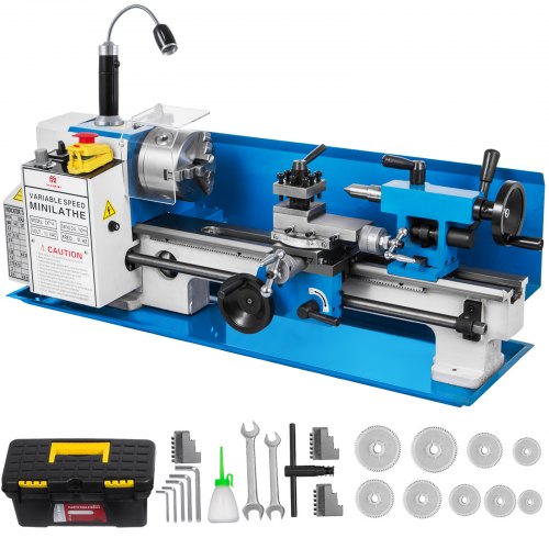 Mini Metal Lathe 550W Variable Speed Metal Lathe 50 to 2500Rpm Precision Mini Benchtop Lathe 7x14 Inch for Mini Precision Parts Processing Sample Processing Modeling Works