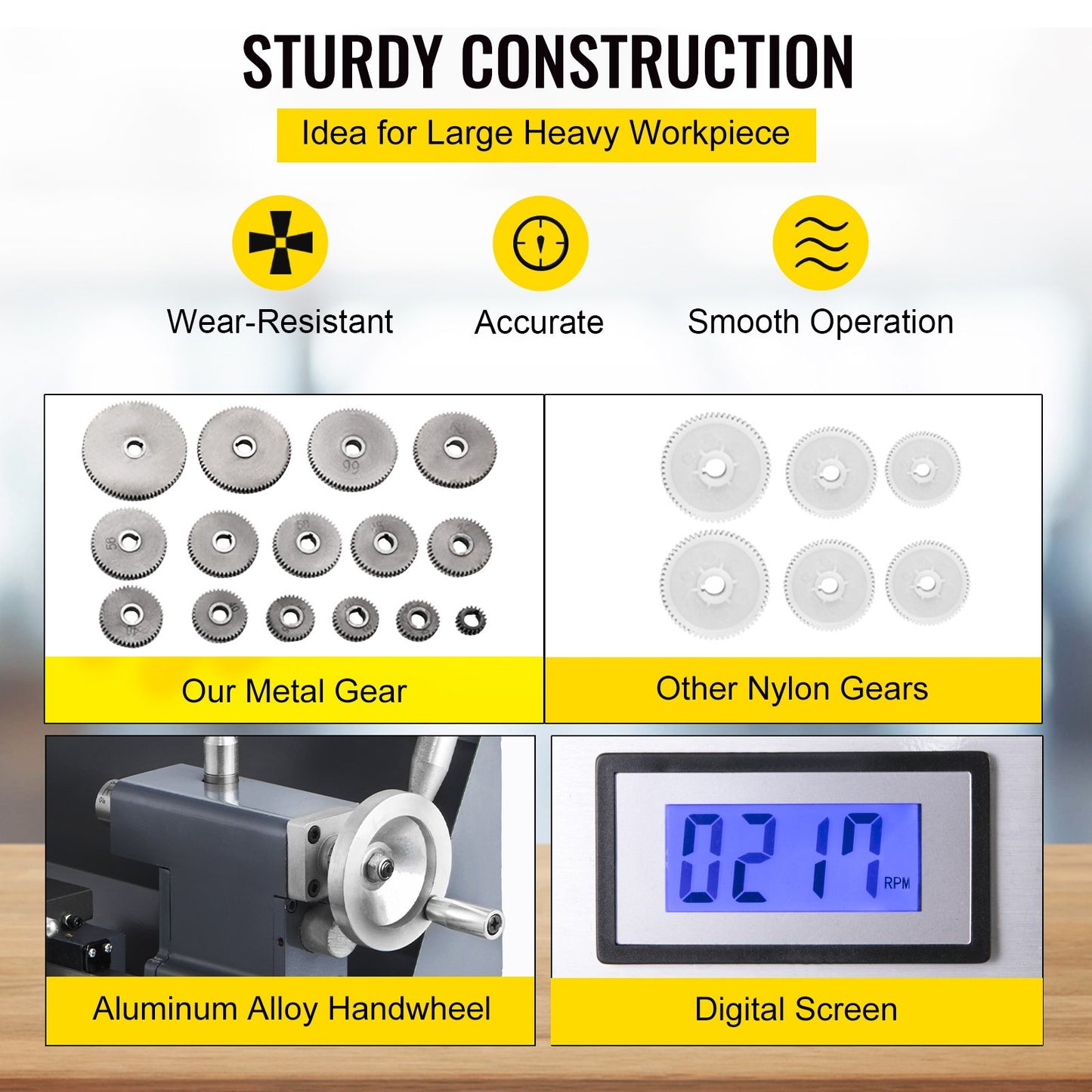 Updated 750W Mini Metal Lathe 8x16 Inch Metal Lathe with Luxury Accessory Box, 50-2500PRM Infinitely Variable Speeds MT3 Spindle Taper Metal Lathe Machine with Movable Lamp 4-jaw Chuck 9 Cutters