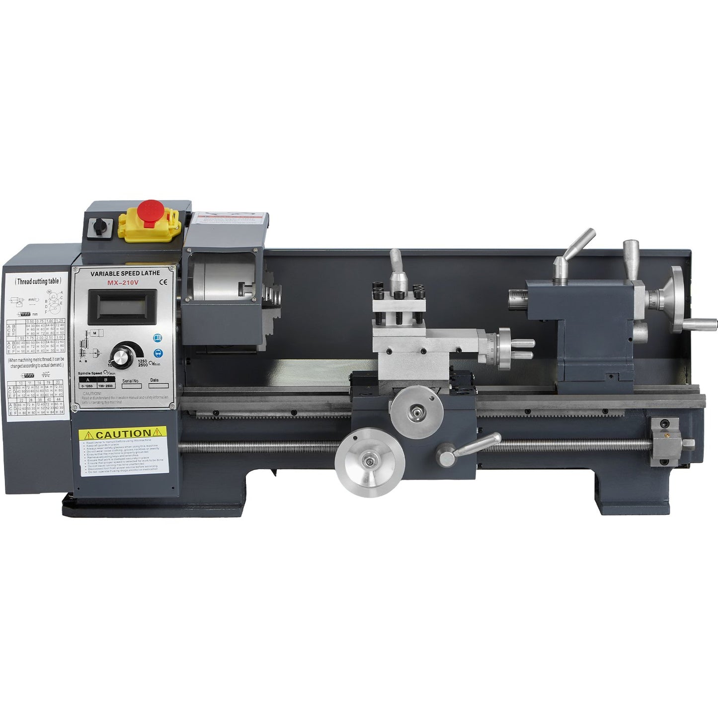 Updated 750W Mini Metal Lathe 8x16 Inch Metal Lathe with Luxury Accessory Box, 50-2500PRM Infinitely Variable Speeds MT3 Spindle Taper Metal Lathe Machine with Movable Lamp 4-jaw Chuck 9 Cutters