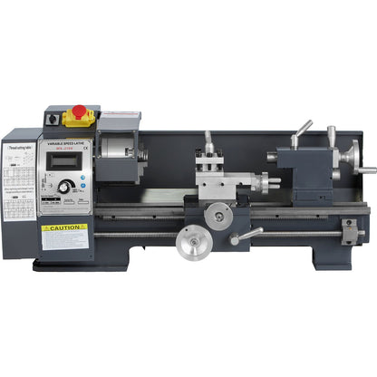 Updated 750W Mini Metal Lathe 8x16 Inch Metal Lathe with Luxury Accessory Box, 50-2500PRM Infinitely Variable Speeds MT3 Spindle Taper Metal Lathe Machine with Movable Lamp 4-jaw Chuck 9 Cutters