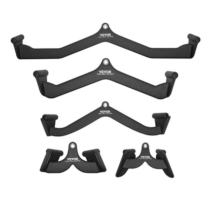 LAT Pulldown Attachments, Cable Machine Rowing T-bar V-bar 5 Set, Tricep Pull Down Bar, Back Strength Training Rubber Coated Handle Grip, Bicep Curl Tricep Lat Pulldown Bar for Home Gym Fitness