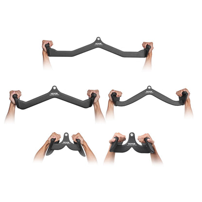 LAT Pulldown Attachments, Cable Machine Rowing T-bar V-bar 5 Set, Tricep Pull Down Bar, Back Strength Training Rubber Coated Handle Grip, Bicep Curl Tricep Lat Pulldown Bar for Home Gym Fitness