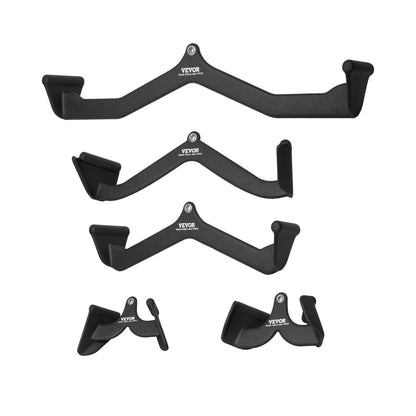 LAT Pulldown Attachments, Cable Machine Rowing T-bar V-bar 5 Set, Tricep Pull Down Bar, Back Strength Training Rubber Coated Handle Grip, Bicep Curl Tricep Lat Pulldown Bar for Home Gym Fitness