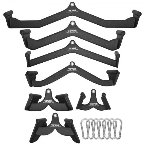 Latzug-Aufsätze, 7-teiliges Set mit T- und V-Stange für Rudermaschinen, Trizeps-Zugstange, gummierte Griffe für Rückentraining, Bizeps-Curl- und Trizeps-Latzugstange für Heimfitnessstudio