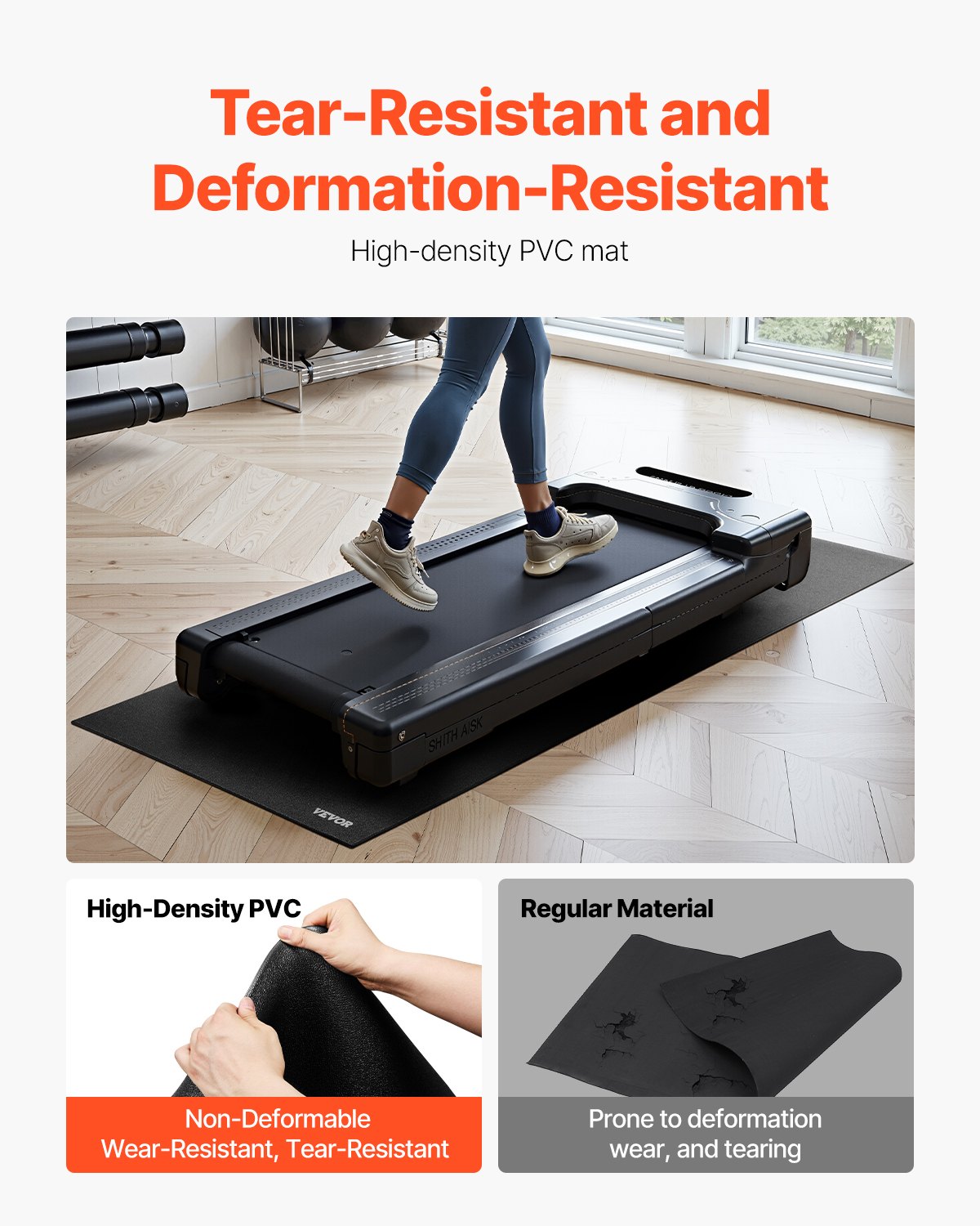 Treadmill Mat for Carpet Floor, 6 mm Thick, 760x1820 mm Exercise Equipment Mat for Treadmills, Stationary, Recumbent Bikes, High Density PVC Floor Protector, Waterproof and Non-slip for Home Gym