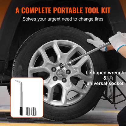 Scherenwagenheber, 2,5 Tonnen/2500 kg, 9,4 cm–43,4 cm Hubbereich, mit Ratschengriff und L-Schlüssel, tragbarer Reifenheber für Pkw, Lkw, Limousinen und Vans