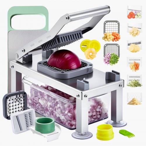 Gemüseschneider, Mandoline, All-in-1-Gemüseschneider mit 9 Edelstahlklingen, Käsereibe, Zwiebel- und Kartoffelschneider mit Behälter, Salatspiralschneider, Küchenhelfer &amp; -utensilien