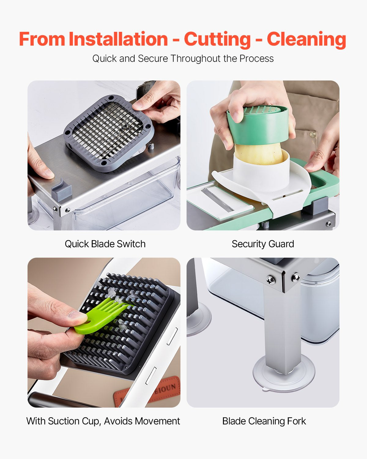 Gemüseschneider, Mandoline, All-in-1-Gemüseschneider mit 9 Edelstahlklingen, Käsereibe, Zwiebel- und Kartoffelschneider mit Behälter, Salatspiralschneider, Küchenhelfer &amp; -utensilien