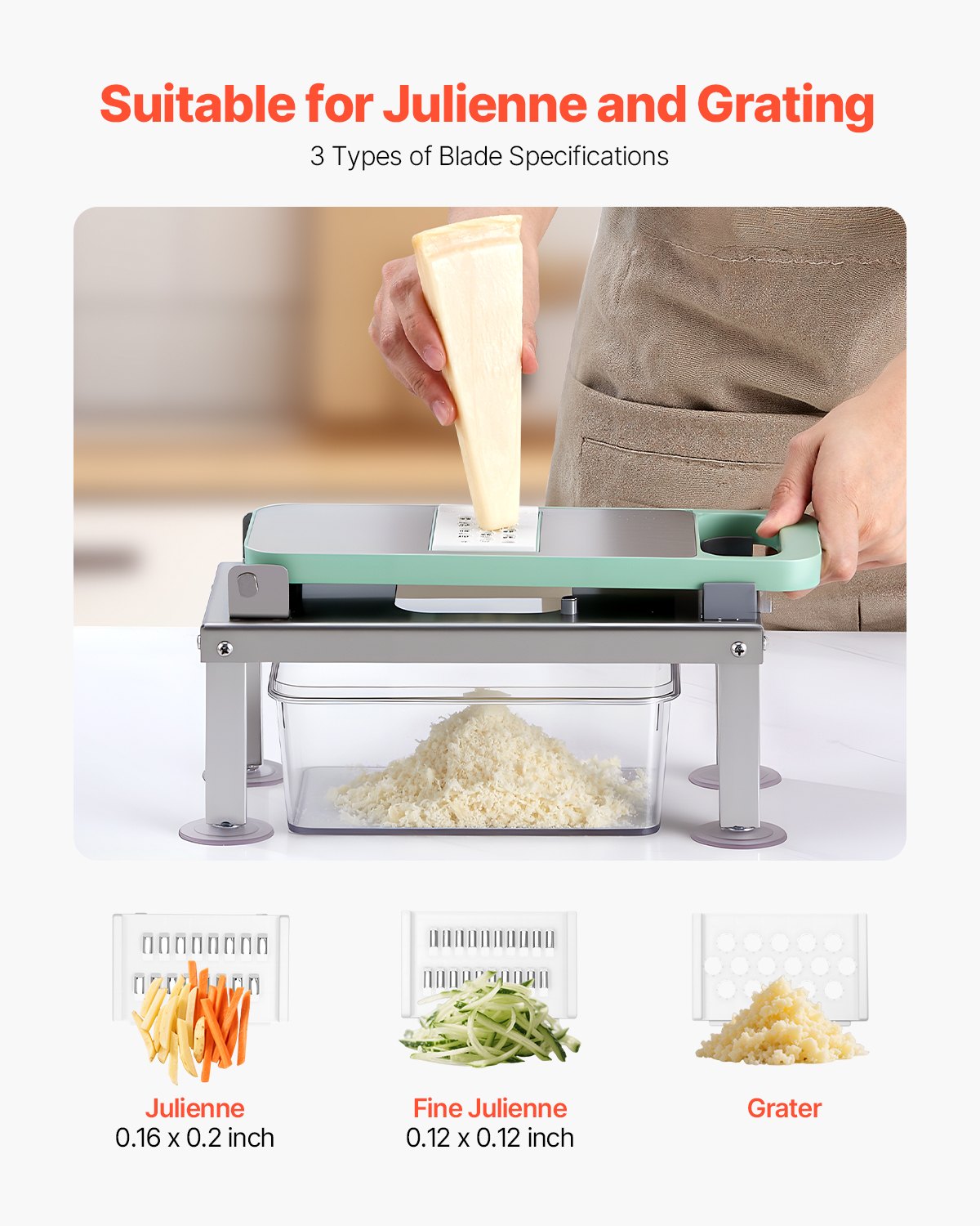 Gemüseschneider, Mandoline, All-in-1-Gemüseschneider mit 9 Edelstahlklingen, Käsereibe, Zwiebel- und Kartoffelschneider mit Behälter, Salatspiralschneider, Küchenhelfer &amp; -utensilien
