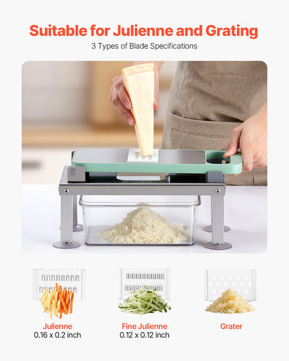 Gemüseschneider, Mandoline, All-in-1-Gemüseschneider mit 9 Edelstahlklingen, Käsereibe, Zwiebel- und Kartoffelschneider mit Behälter, Salatspiralschneider, Küchenhelfer &amp; -utensilien