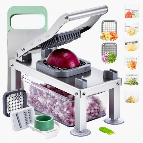 Gemüseschneider, Mandoline, All-in-1-Gemüseschneider mit 8 Edelstahlklingen, Käsereibe, Zwiebel- und Kartoffelsalatschneider mit Behälter, Küchenhelfer &amp; Haushaltswaren